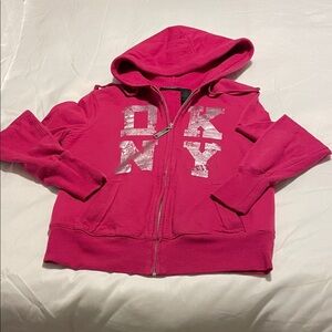 DKNY Fuchsia Hoodie with Silver Logo